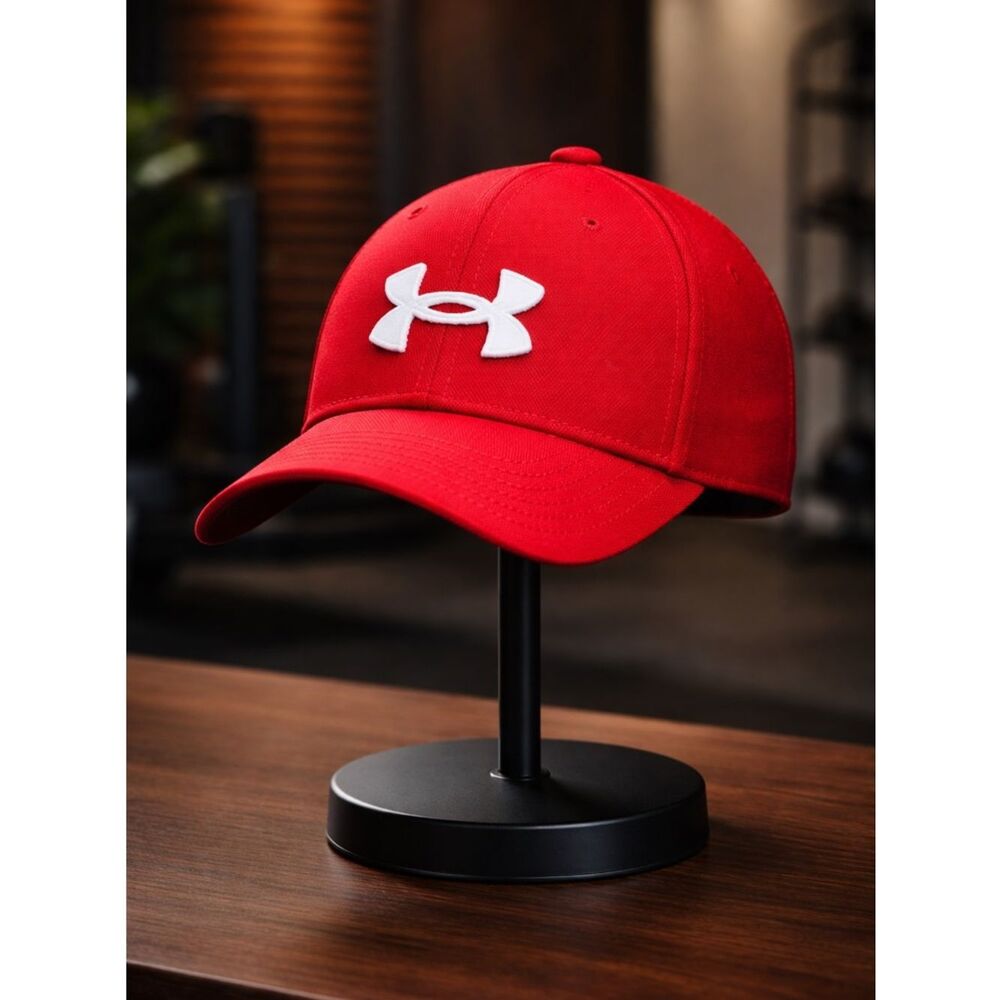 NWOT Under Armour Child Boys Red UA Logo Baseball Cap - Flex Fit Youth M/L - Picture 1 of 6